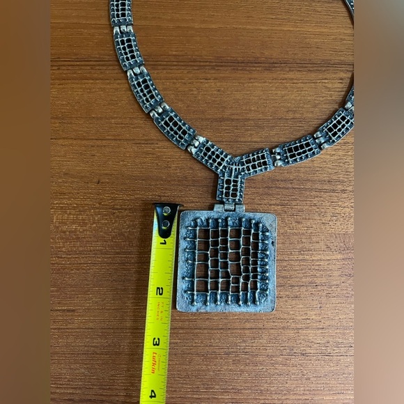 Rare Robert Larin Necklace Brutalist Modernist Art Canadian Textured Pewter 60's - Picture 11 of 11